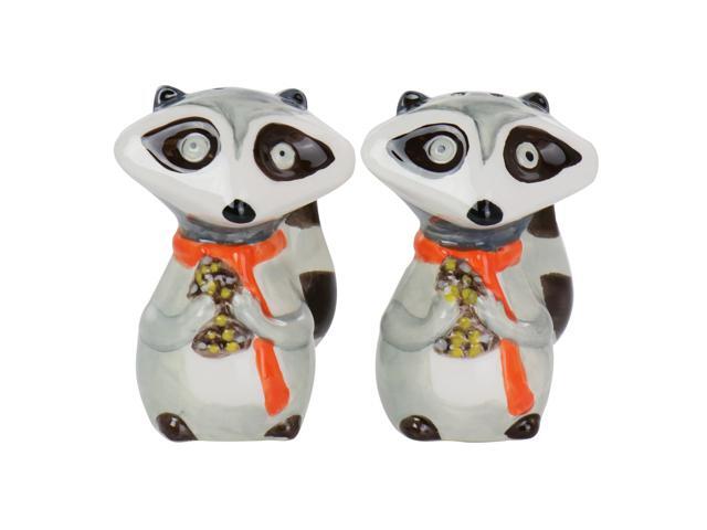 Gibson Home Woodland Raccoon 2 Piece Hard Dolomite Salt and Pepper Set