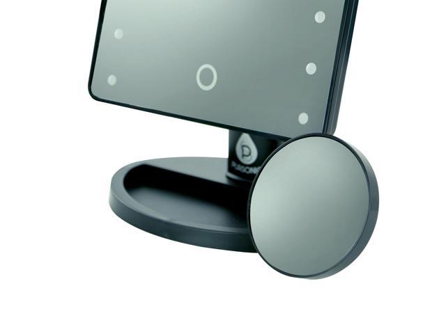 Pursonic LED Dimmable Touch Vanity Makeup Mirror With Detachable 5X Mirror in Black