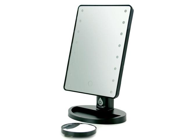 Pursonic LED Dimmable Touch Vanity Makeup Mirror With Detachable 5X Mirror in Black