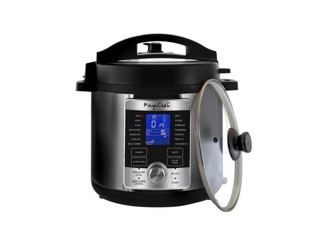 Megachef MCPR-6100 6 qt. Electric Digital Pressure Cooker with Lid, Stainless Steel