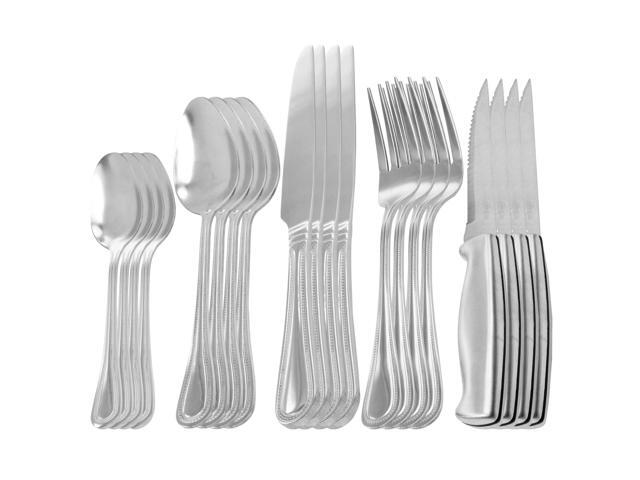Oster 20 Piece Stainless Steel Flatware and Steak Knife Set