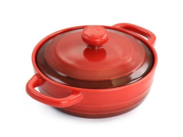 Crockpot Appleton 6 Piece 10 Ounce Stoneware Mini Casserole Set in Red with Lid