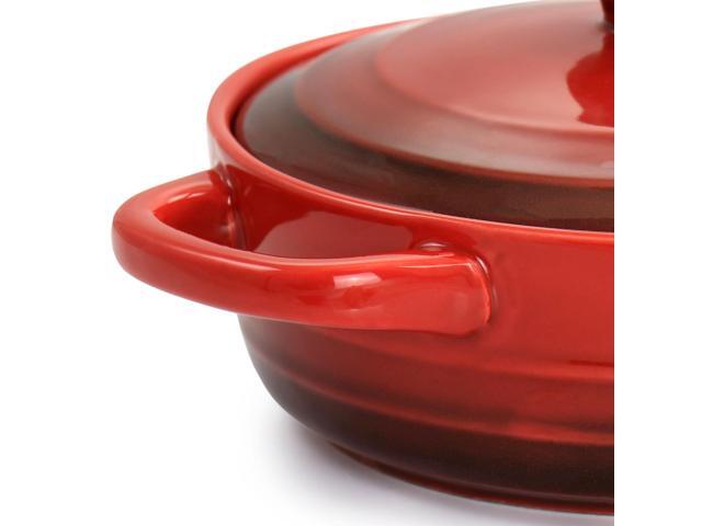 Crockpot Appleton 6 Piece 10 Ounce Stoneware Mini Casserole Set in Red with Lid