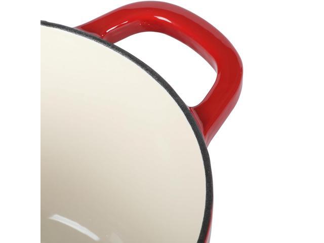 Crock-Pot Artisan 3 Quart Enameled Cast Iron Saucepan with Lid in Red and Gold