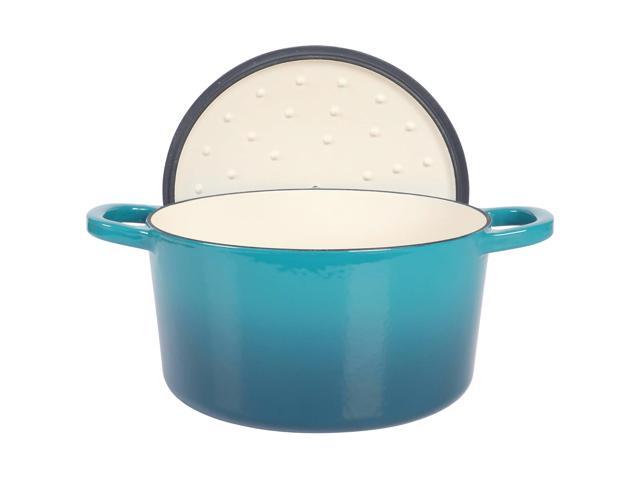 Crockpot Artisan 7 Quart Round Enameled Cast Iron Dutch Oven with Lid in Teal
