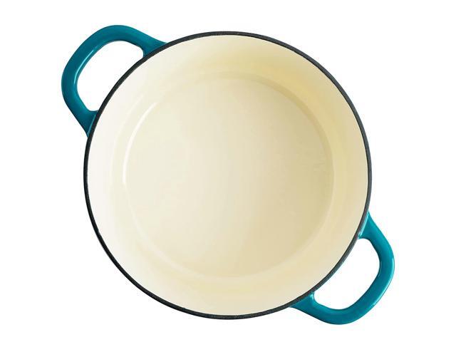 Crockpot Artisan 7 Quart Round Enameled Cast Iron Dutch Oven with Lid in Teal