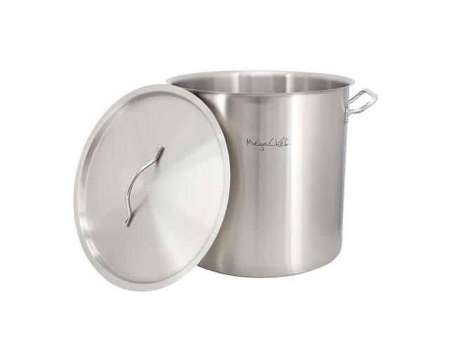 MegaChef Professional Kitchen 38.5 Quart Round Stainless Steel Stock Pot with Lid