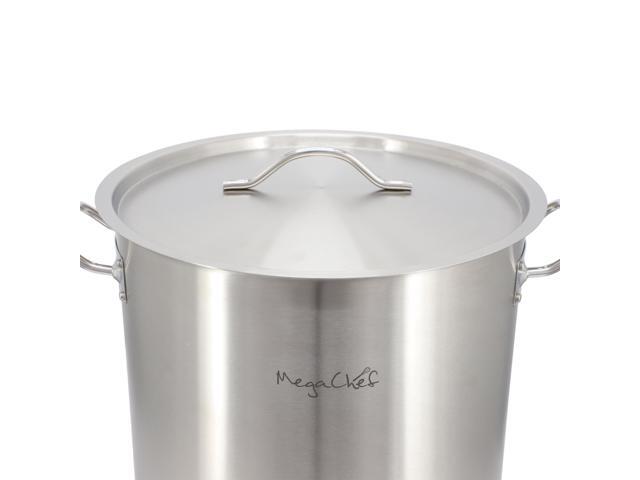 MegaChef Professional Kitchen 26.4 Quart Large Round Stainless Steel Stock Pot with Lid