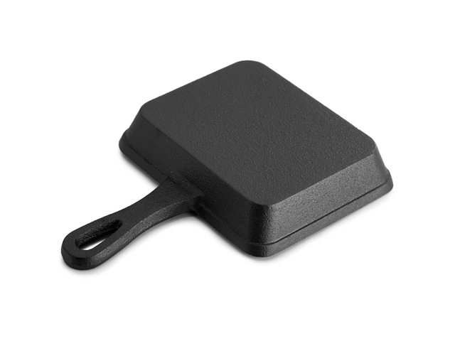 MegaChef Mini Cast Iron Square Pan with Wood Tray