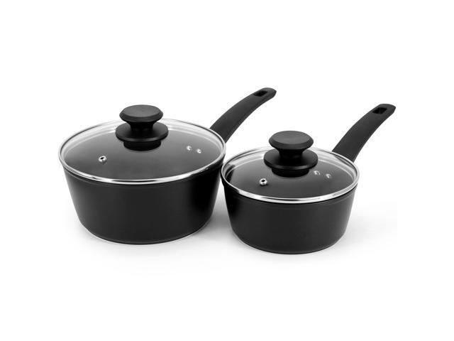 Oster Connelly 7 Piece Textured Nonstick Aluminum Cookware Set in Black