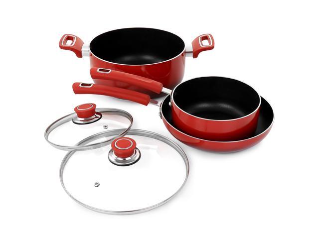 Oster 7 Piece Non Stick Aluminum Cookware Set in Red