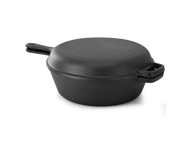 MegaChef 10.5 Inch 2-in-1 Pre-Seasoned Cast Iron Skillet and Fry Pan Set