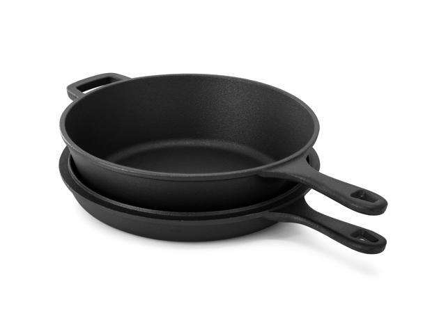 MegaChef 10.5 Inch 2-in-1 Pre-Seasoned Cast Iron Skillet and Fry Pan Set