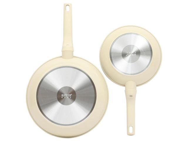 Gibson Home Barnsdall 2 Piece 8 Inch and 10 Inch Nonstick Aluminum Frying Pan Set in Linen