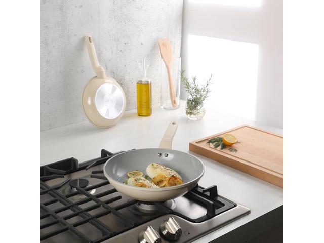 Gibson Home Barnsdall 2 Piece 8 Inch and 10 Inch Nonstick Aluminum Frying Pan Set in Linen