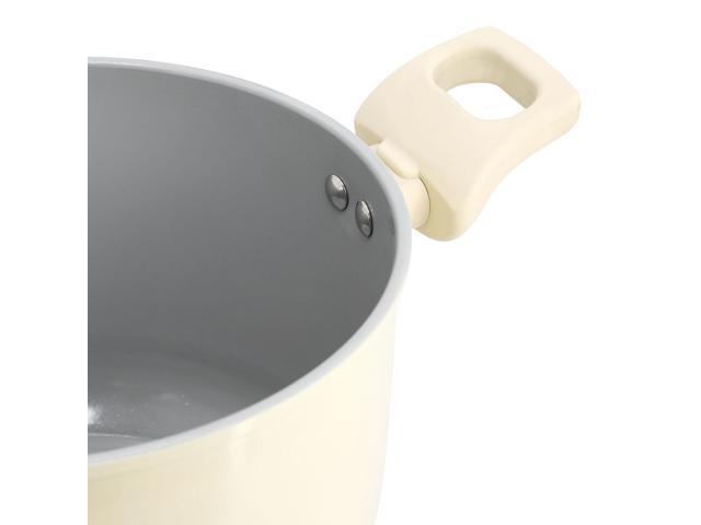 Gibson Home Barnsdall 5 Quart Ceramic Nonstick Aluminum Stock Pot with Lid in Cream
