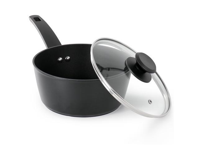 Oster Connelly 2.5 Quart Textured Nonstick Aluminum Saucepan with Lid in Black