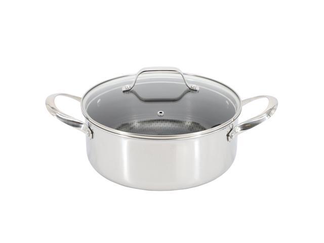 Oster Modessa 4.5 Quart Nonstick Triply Stainless Steel Dutch Oven with Honeycomb Design in Silver
