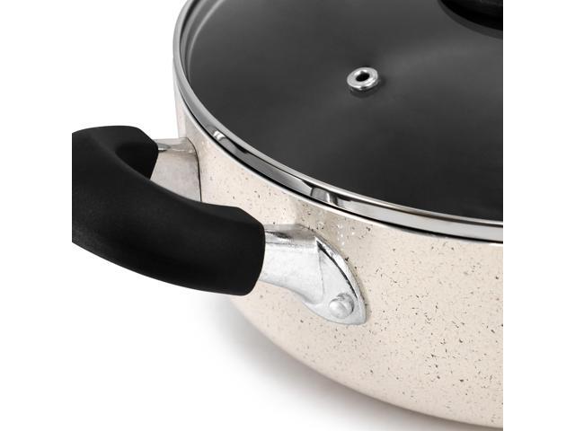 Oster Clairborne 3.6 Quart Nonstick Aluminum Caldero with Lid in Linen