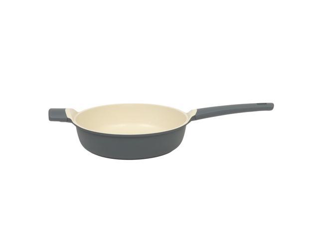 Oster Rooney 4.1 Quart Ceramic Nonstick Cast Aluminum Saute Pan with Lid in Grey