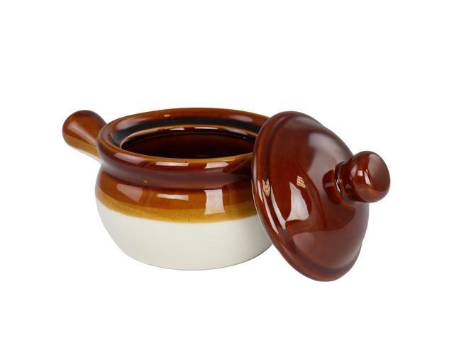 Elama 4 Piece Long Handle 15 Ounce French Onion Soup Bowl with Lid