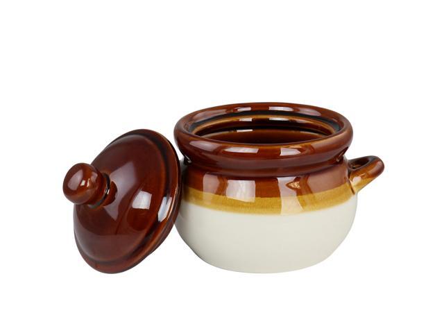 Elama 4 Piece Double Handle 15 Ounce French Onion Soup Bowl with Lid