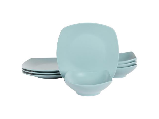 Gibson Home Zen Buffetware 8 Piece Fine Ceramic Dinnerware Set In Matte Arctic Blue