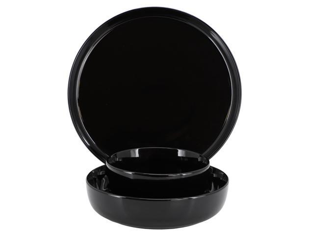 Elama Duncan 18 Piece Porcelain Dinnerware Set in Black