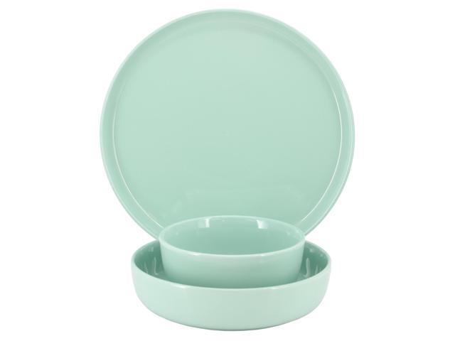 Elama Duncan 18 Piece Porcelain Dinnerware Set in Mint