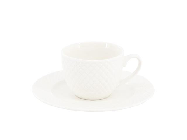 Elama Sol 12 Piece 3 Ounce Porcelain Espresso Cup with Saucer Set in White
