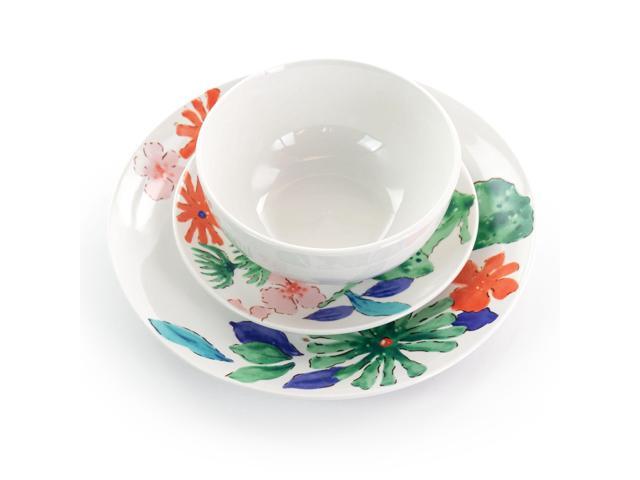 Gibson Home Dazzling Lily 12 Piece Ceramic Dinnerware Set