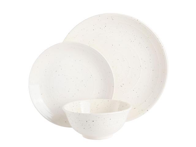 Gibson Elite Ramapo 12 Piece Stoneware Dinnerware Set in White Speckle