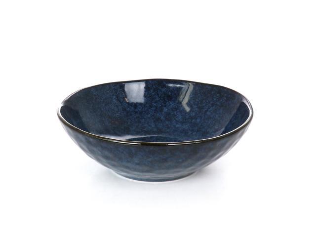Elama Samara 12 Piece Stoneware Dinnerware Set in Blue