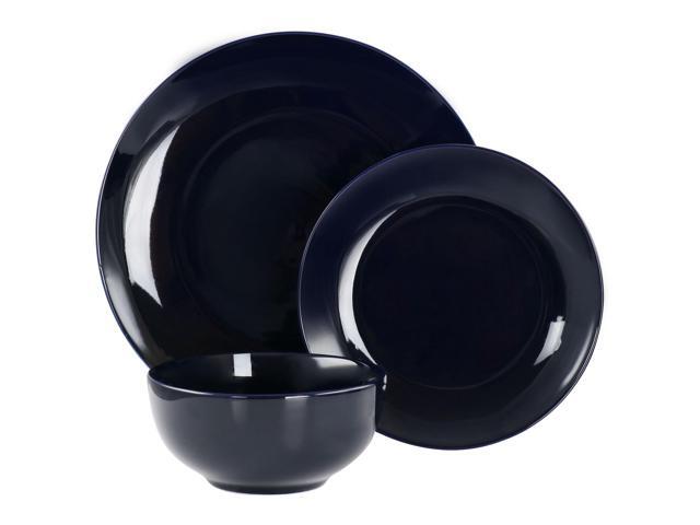 Elama Luna 18 Piece Porcelain Dinnerware Set in Dark Blue
