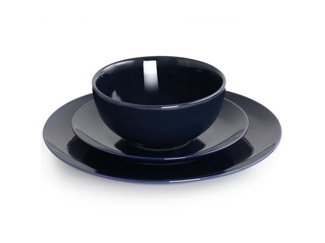 Elama Luna 18 Piece Porcelain Dinnerware Set in Dark Blue