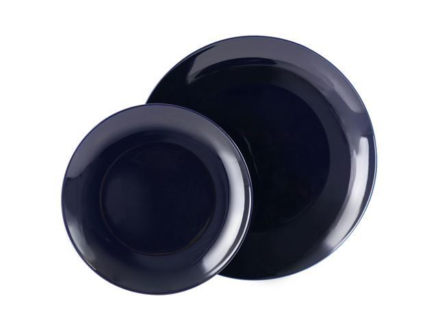 Elama Luna 18 Piece Porcelain Dinnerware Set in Dark Blue