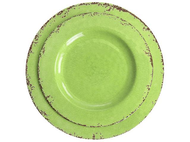 Gibson Mauna 12 Piece Melamine Dinnerware Set in Crackle Green