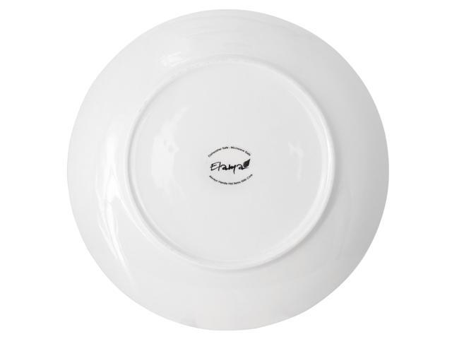 Elama Porcelain 12 Piece Large Round Dinner Plate Set in White