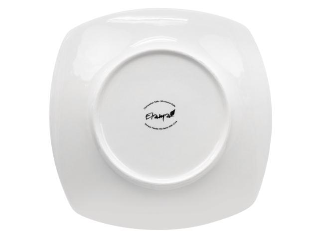 Elama 12 Piece Square Porcelain Large Dinner Plates in White