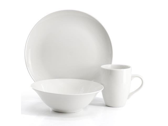 Gibson Home Wintercap 12 Piece Fine Ceramic Dinnerware Set in White