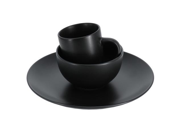 Gibson Home Everyday Plus 12 Piece Round Stoneware Dinnerware Set in Black