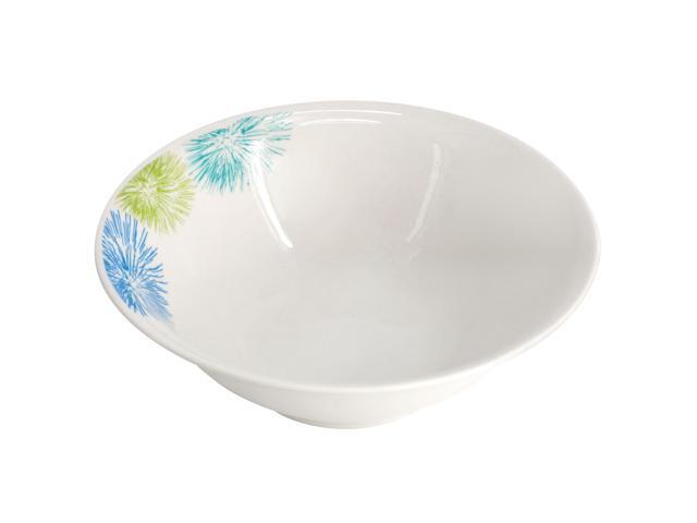 Gibson Home Blue Meadow 12 Piece Fine Ceramic Dinnerware Set in White with Colored Accents