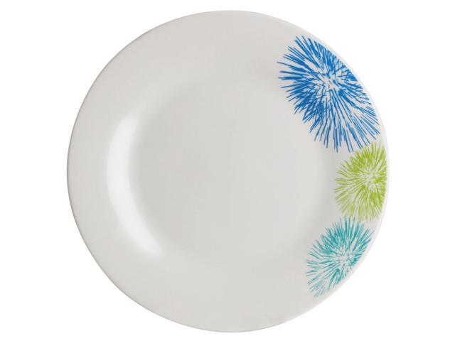 Gibson Home Blue Meadow 12 Piece Fine Ceramic Dinnerware Set in White with Colored Accents