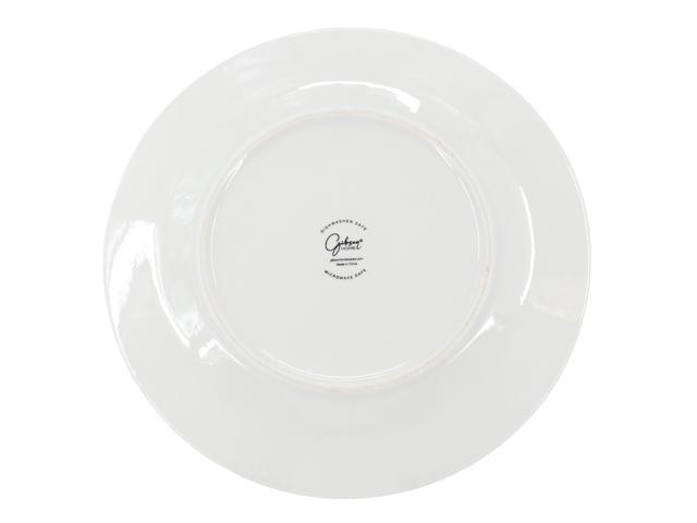 Gibson Home Green Loops 12 Piece Round Fine Ceramic Dinnerware Set in White
