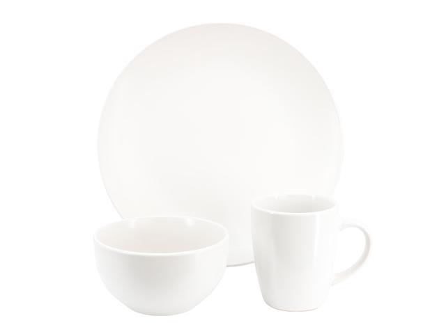 Gibson Home Everyday Plus 12 Piece Round Stoneware Dinnerware Set in White