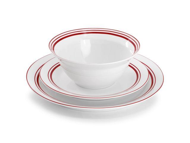 Gibson Ultra White Shadow 12 Piece Opal Glass Dinnerware Set in White
