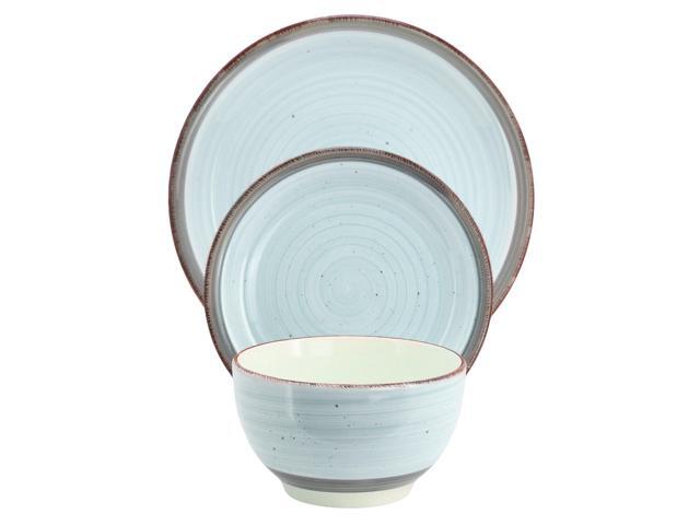 Gibson Home Holcomb 12 Piece Ceramic Dinnerware Set in Light Blue