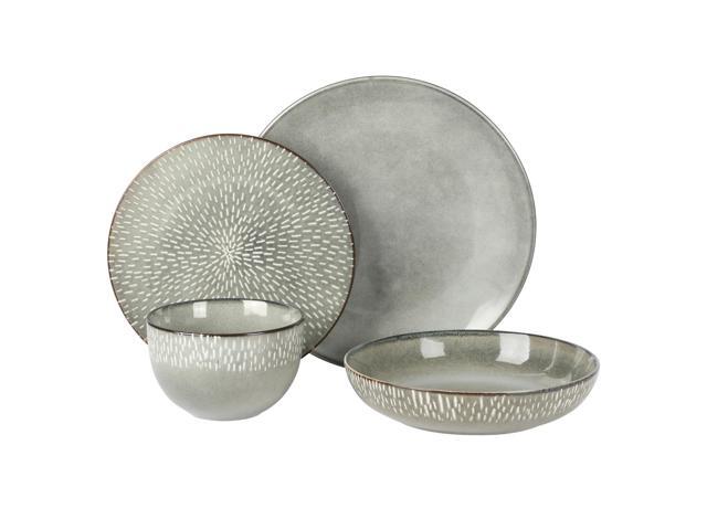 Gibson Elite Matisse 16 Piece Stoneware Dinnerware Set in Grey with Reactive Glaze
