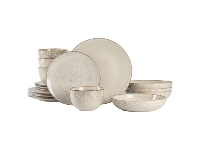 Gibson Elite Matisse 16 Piece Stoneware Dinnerware Set in Cream with Reactive Glaze
