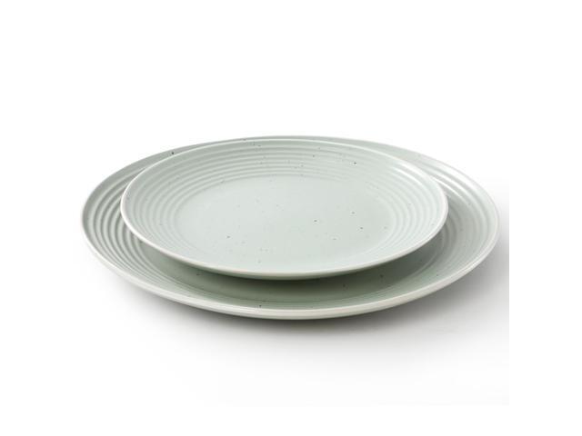Elama Emilia 16 Piece Double Bowl Stoneware Dinnerware Set in Light Green